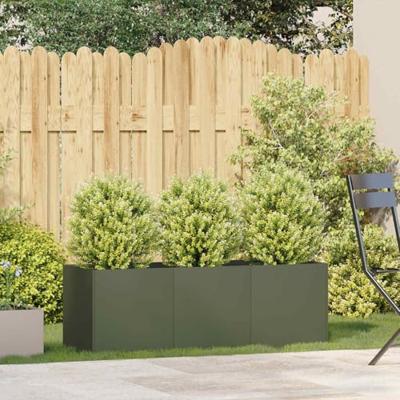 Plantenbak 120x40x40 cm koudgewalst staal olijfgroen