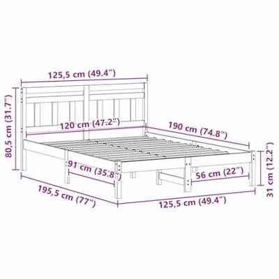 Bedframe met hoofdeinde Bruin 120 x 190 cm Grenenhout