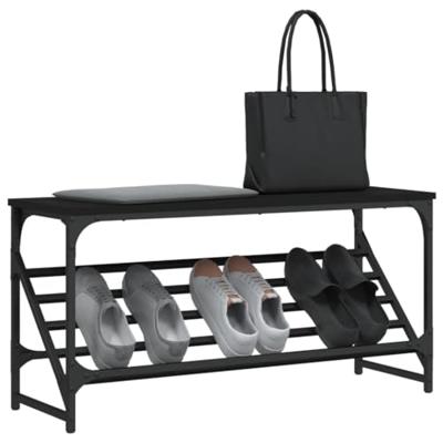 VidaXL Schoenenrek 90x30x45 cm bewerkt hout zwart