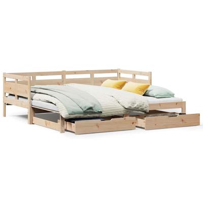 Slaapbank met onderschuifbed en lades zonder matras 90x200 cm - thumbnail
