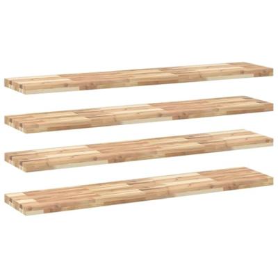 Wandschappen 4 st zwevend 120x30x4 cm onbehandeld acaciahout