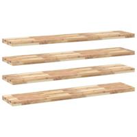 Wandschappen 4 st zwevend 120x30x4 cm onbehandeld acaciahout - thumbnail
