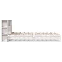 Bed met boekenkast zonder matras massief hout wit 140x200 cm - thumbnail