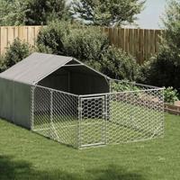 Hondenkennel met ren 4x2x1,5 m gegalvaniseerd staal - thumbnail