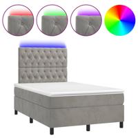 Boxspring met matras en LED fluweel lichtgrijs 120x200 cm - thumbnail
