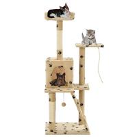 VidaXL Kattenkrabpaal met sisal krabpalen 120 cm pootafdrukken beige - thumbnail