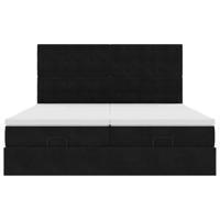 Ottoman bed met matrassen en LED's 160x200cm fluweel zwart - thumbnail