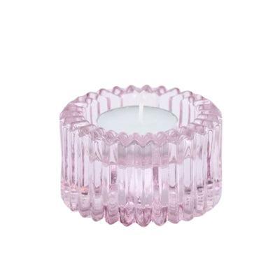 Housevitamin kaarsenhouder duo ribb glas roze 8 cm | 24 stuks