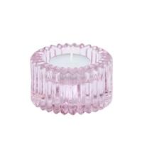 Housevitamin kaarsenhouder duo ribb glas roze 8 cm | 24 stuks - thumbnail