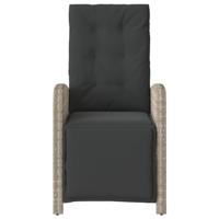 Tuinstoelen 2 st verstelbaar voetensteun poly rattan lichtgrijs - thumbnail