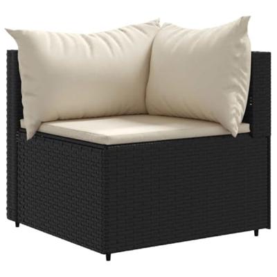 7-delige Loungeset met kussens poly rattan zwart