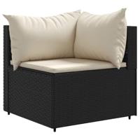 7-delige Loungeset met kussens poly rattan zwart - thumbnail