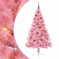 VidaXL Kunstmatig voorverlicht kerstboom met 150 led roze 150 cm pvc - thumbnail