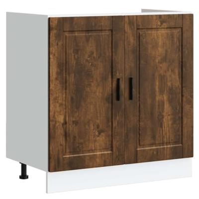 Spoelbakonderkast Porto 80x46x81,5cm bewerkt hout gerookt eiken