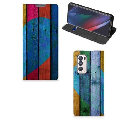 OPPO Find X3 Neo Book | Wallet Case | Wood Heart - Cadeau voor je Vriend OPPO Find X3 Neo Book | Wallet Case | Wood Heart - Cadeau voor je Vriend