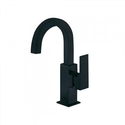 Wastafelmengkraan Tres Cuadro 1-Hendel Uitloop Gebogen 17 cm Vierkant Mat Zwart Tres