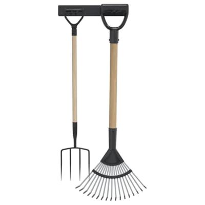 VidaXL Tuingereedschapsrek wandmontage staal zwart