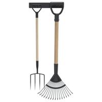 VidaXL Tuingereedschapsrek wandmontage staal zwart - thumbnail