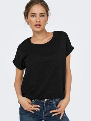 Only Onlmoster Glitter S/s Top Noos Jrs T-shirts Black