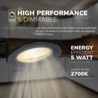 Nola LED inbouwspot - Lage inbouwdiepte (49mm) - 5 Watt 480 lumen - 2700K warm wit - Dimbaar - Rond - IP65 waterdicht voor binnen, buiten en badkamer - Zwart - thumbnail