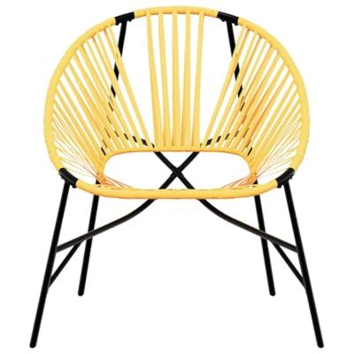 Tuinstoel Egg poly rattan zwart en geel