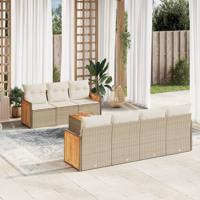 8-delige Loungeset met kussens poly rattan beige - thumbnail