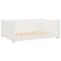 vidaXL Hondenmand 75,5x55,5x28 cm massief grenenhout wit, hondenbed, puppybed, hondenbedden, puppymand, huisdierenmand, puppymanden, puppybedden - thumbnail