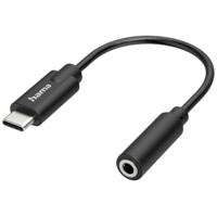 Hama Adapter USB-C naar audio-jack 3.5mm Mini jack kabel Zwart - thumbnail