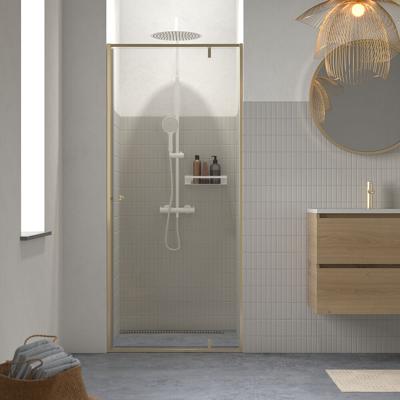 Sealskin Contour Draaideur Voor Nis 90x200 cm, 6 mm Helder Veiligheidsglas met Antikalklaag Goud Geborsteld Sealskin Contour Draaideur Voor Nis 90x200 cm, 6 mm Helder Veiligheidsglas met Antikalklaag Goud Geborsteld