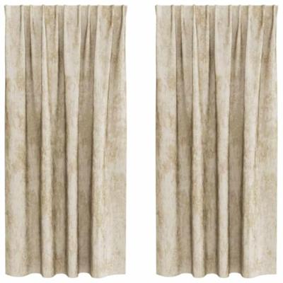 VidaXL Velvet gordijnen met gordijnen 2 pcs crème 175 x 140 cm fluweel