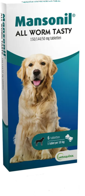 Mansonil All Worm Dog Tasty voor de hond 6 tabletten
