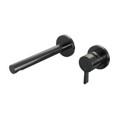Gunmetal Edition inbouw wastafelmengkraan met rechte uitloop en rozetten E1 gunmetal geborsteld PVD