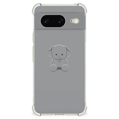 Google Pixel 8 Stevig | Bumper Hoesje | Grijs Baby Olifant Google Pixel 8 Stevig | Bumper Hoesje | Grijs Baby Olifant