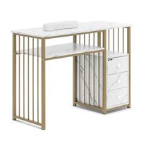 Nageltafel - ijzeren frame - gemarmerd/goudkleurig - 3 lades - thumbnail