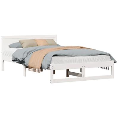 Bedframe met hoofdeinde Wit 120 x 190 cm Massief grenenhout