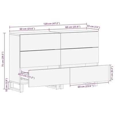 Dressoirs 2 pcs Bruin 60 x 33.5 x 75 cm massief mangohout
