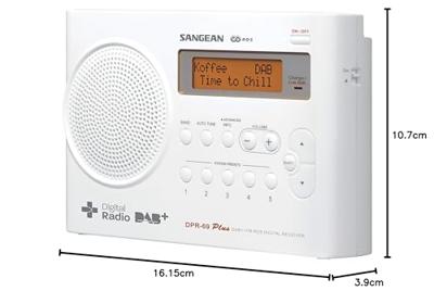 Sangean DPR-69+ Transistorradio DAB+, VHF (FM) Acculaadfunctie Wit