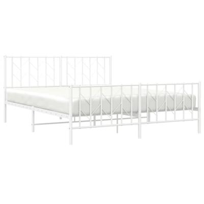 Bedframe met hoofd- en voeteneinde metaal wit 160x200 cm