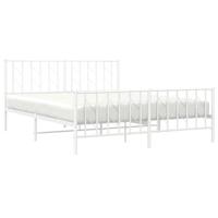 Bedframe met hoofd- en voeteneinde metaal wit 160x200 cm - thumbnail