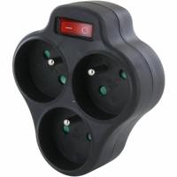 Domino 3x16A - CHACON - Driehoek met schakelaar - Zwart - thumbnail