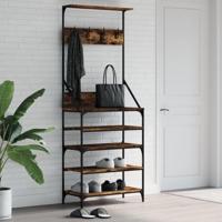 VidaXL Kledingrek met schoenenrek 70x34x184 cm gerookt eikenkleurig - thumbnail