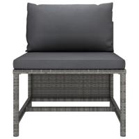 6-delige Loungeset met kussens poly rattan grijs - thumbnail