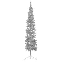 VidaXL Kunstkerstboom half met standaard smal 240 cm zilverkleurig - thumbnail