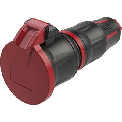 PCE 25711-sr Koppeling met randaarde 250 V Zwart/rood IP54