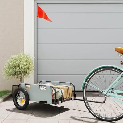 VidaXL Fietstrailer oxford stof en ijzer grijs VidaXL Fietstrailer oxford stof en ijzer grijs