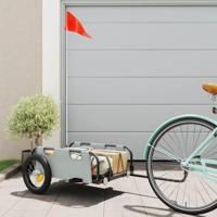 VidaXL Fietstrailer oxford stof en ijzer grijs - thumbnail