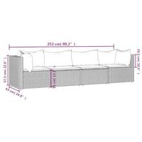 4-delige Loungeset met kussens poly rattan zwart - thumbnail