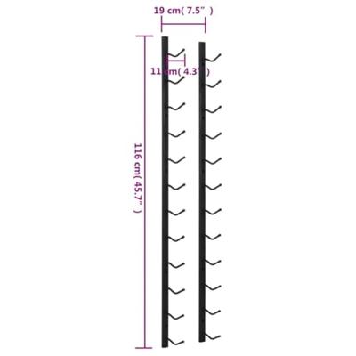 Wijnrek wandmontage voor 12 flessen ijzer zwart