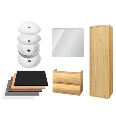 Badkamermeubelset BWS Sally 60 cm Twee Soft-Close Lades Met Waskom Licht Eiken