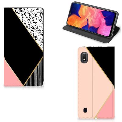 Samsung Galaxy A10 Stand Case Zwart Roze Vormen Samsung Galaxy A10 Stand Case Zwart Roze Vormen